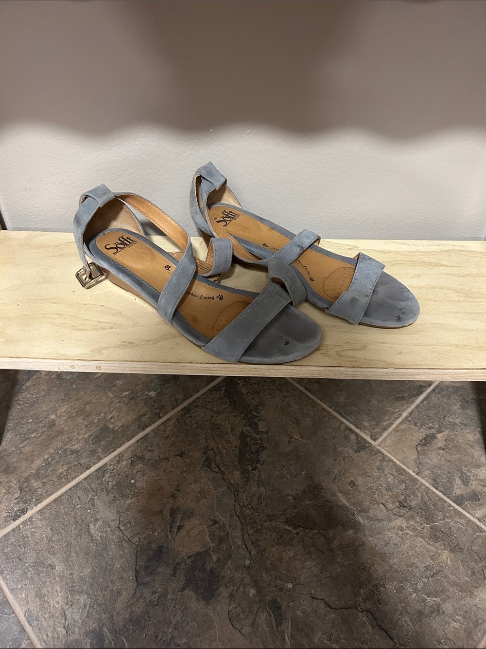 Sofft Gray Suede Open-Toe Ankle-Strap Sandals
